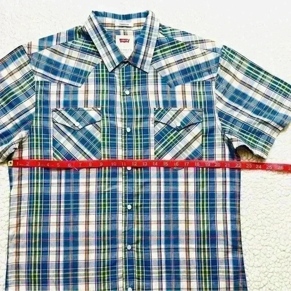 Levi's Barstow Western Short Sleeve Multi Color Checker Plaid Snap Shirt Size L - Picture 16 of 16